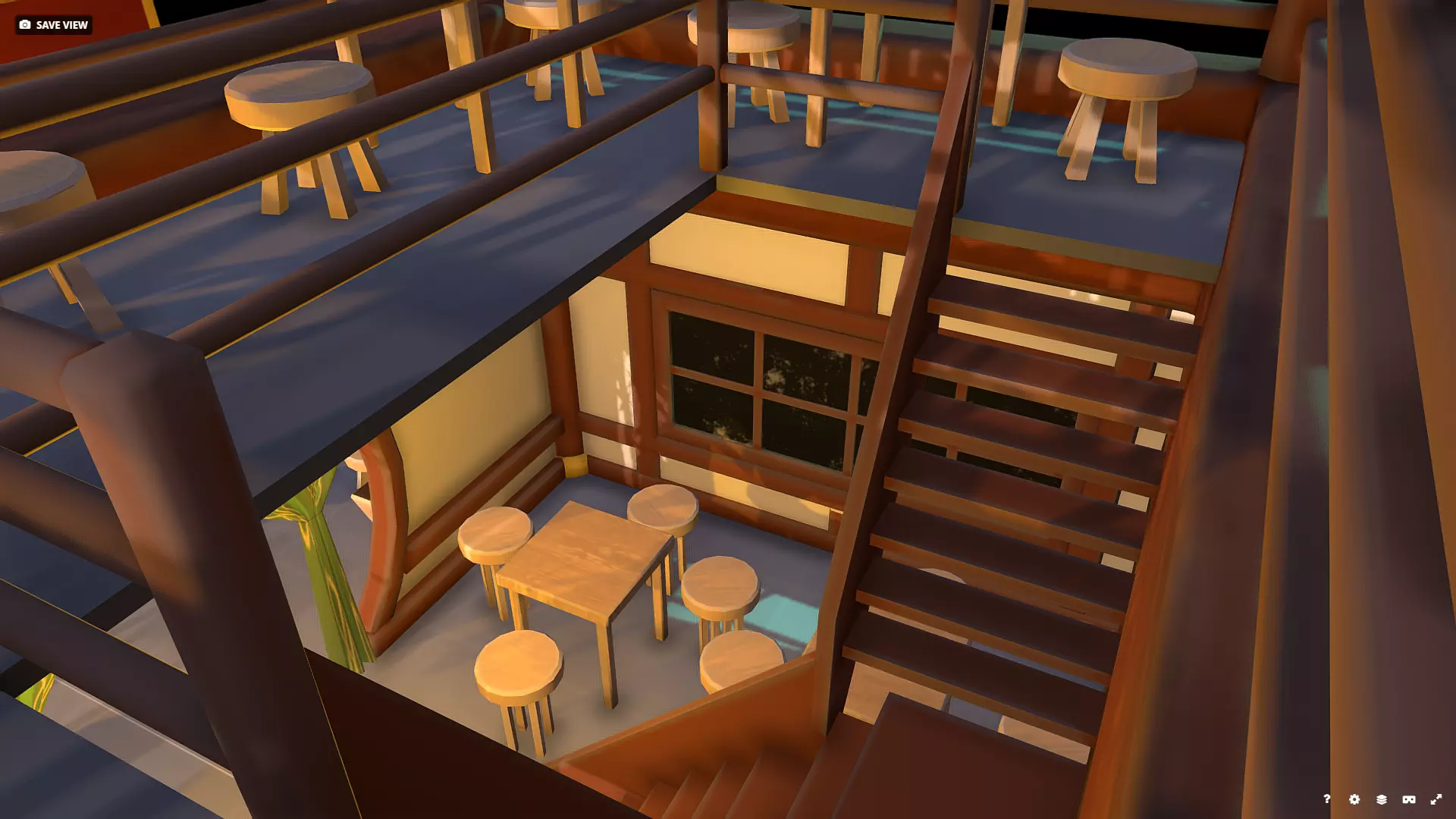 Stylized Chinese Teahouse Diorama Low-poly 3D model_5