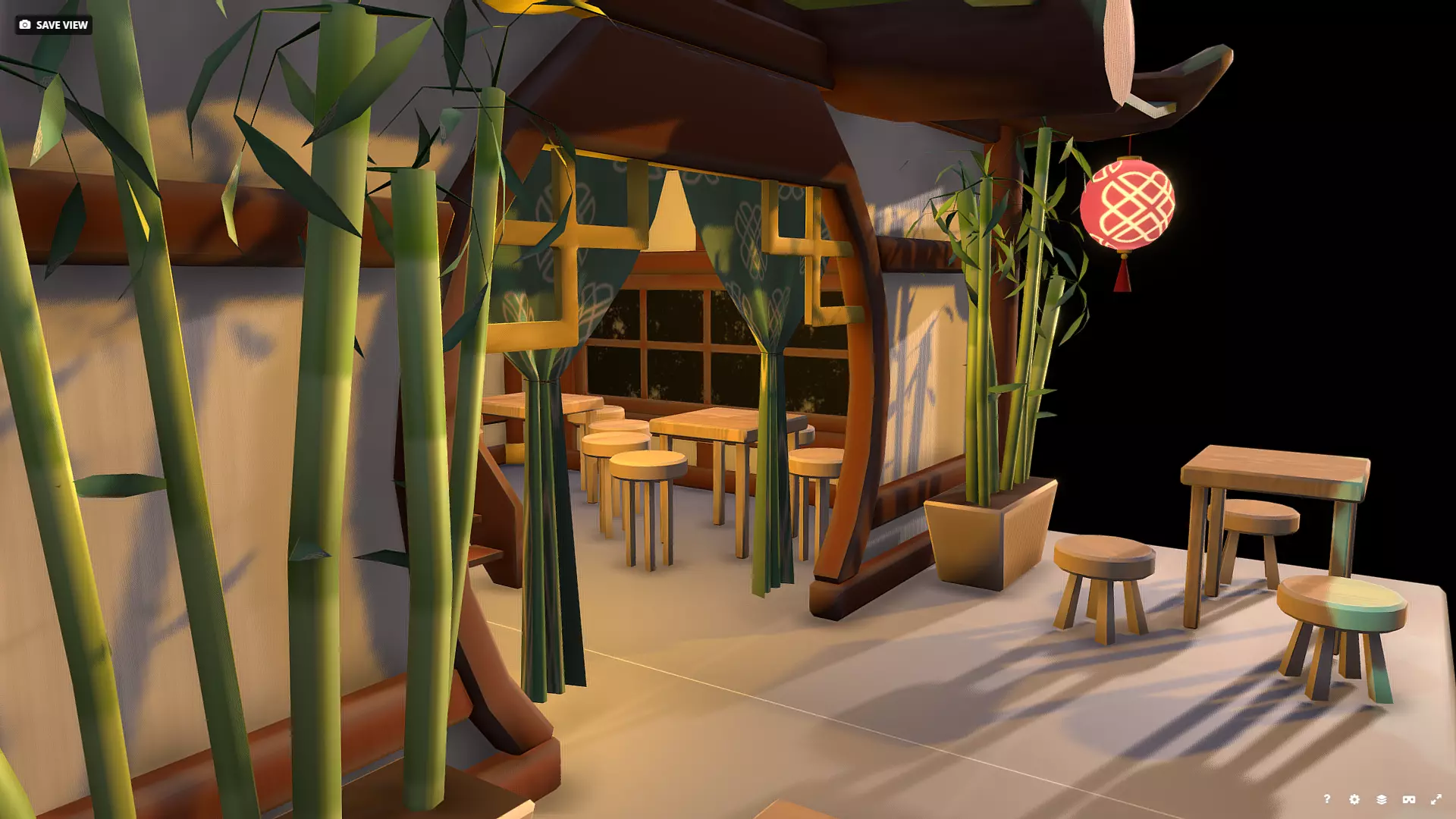 Stylized Chinese Teahouse Diorama Low-poly 3D model_6