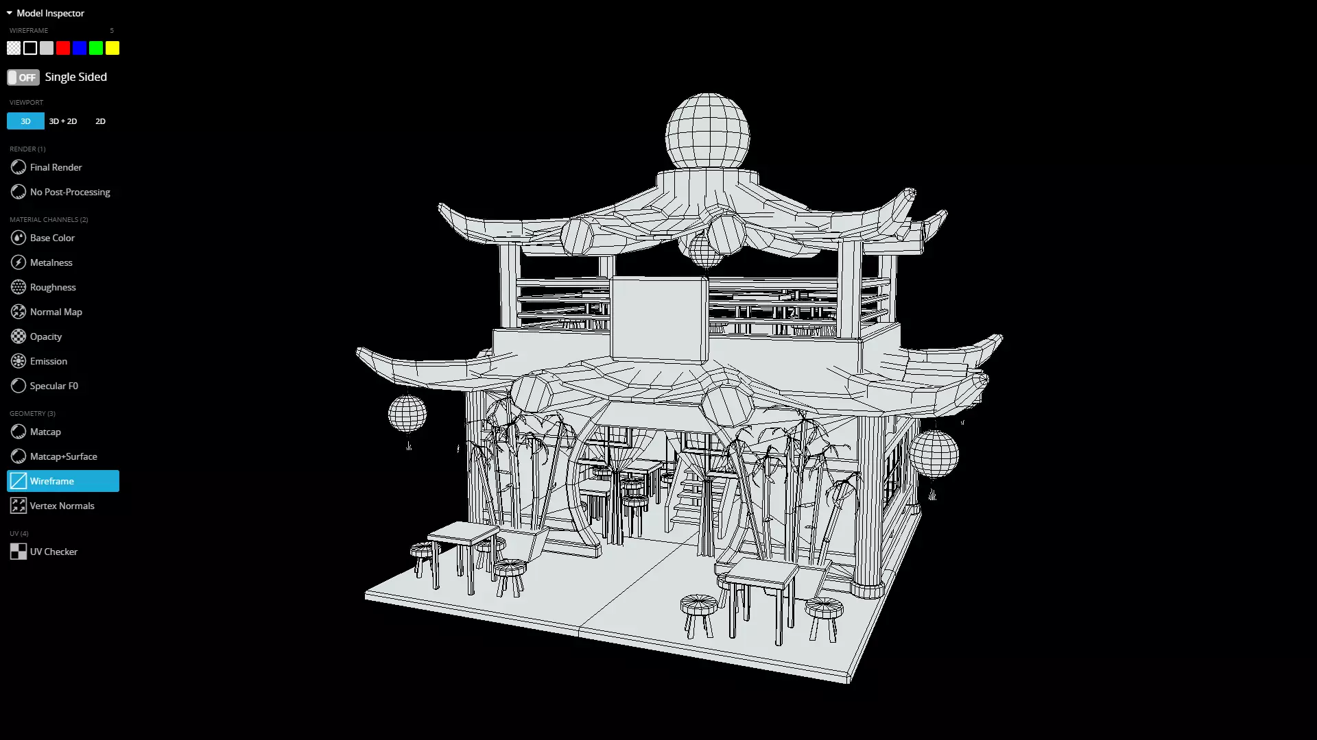 Stylized Chinese Teahouse Diorama Low-poly 3D model_9