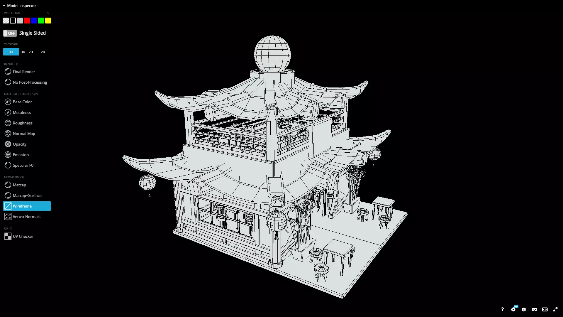 Stylized Chinese Teahouse Diorama Low-poly 3D model_10