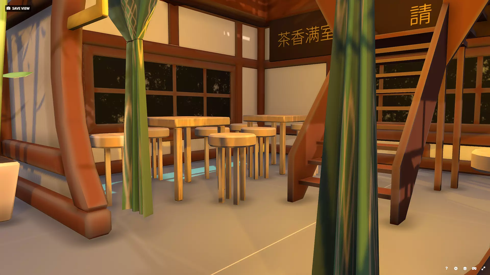 Stylized Chinese Teahouse Diorama Low-poly 3D model_7