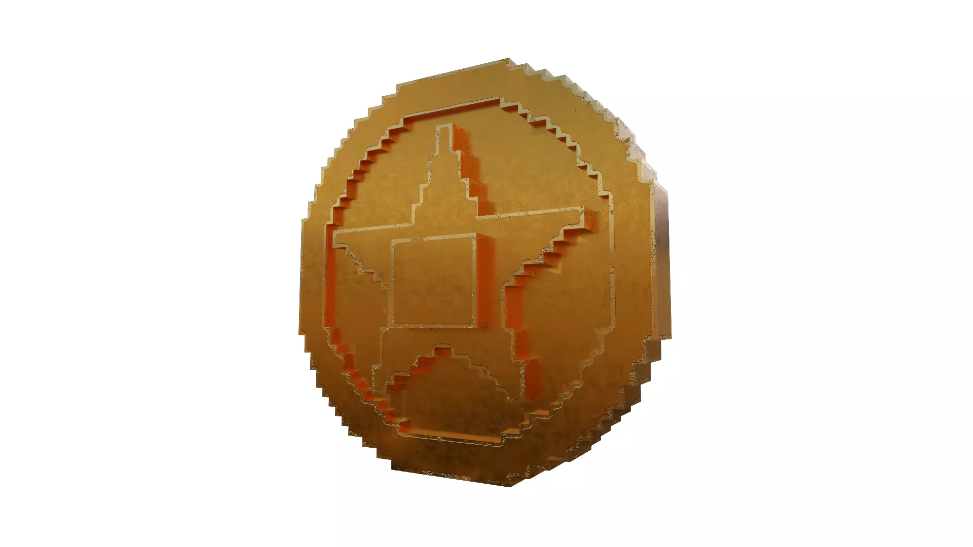 Voxel Star Coin Low-poly 3D model_2