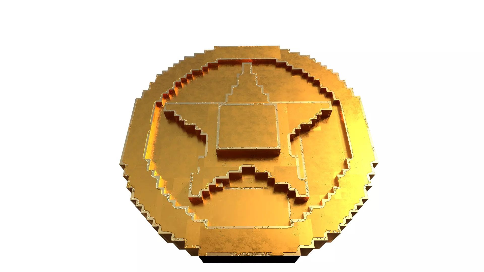 Voxel Star Coin Low-poly 3D model_4