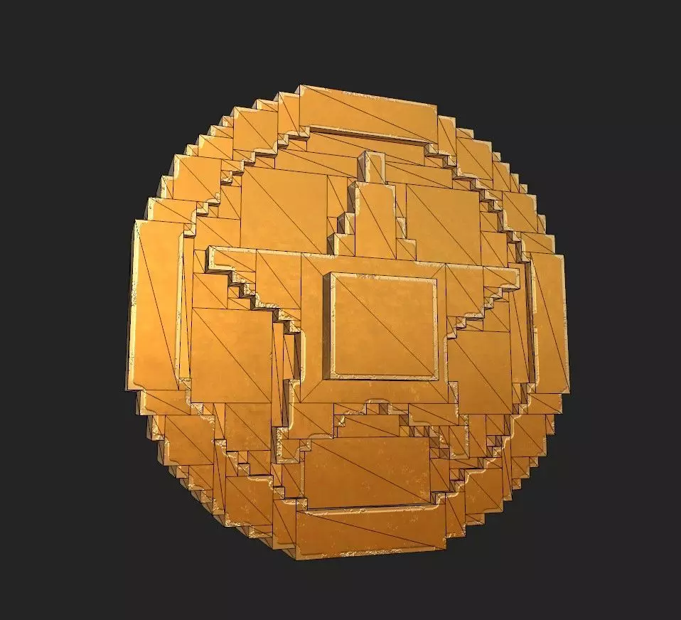Voxel Star Coin Low-poly 3D model_12