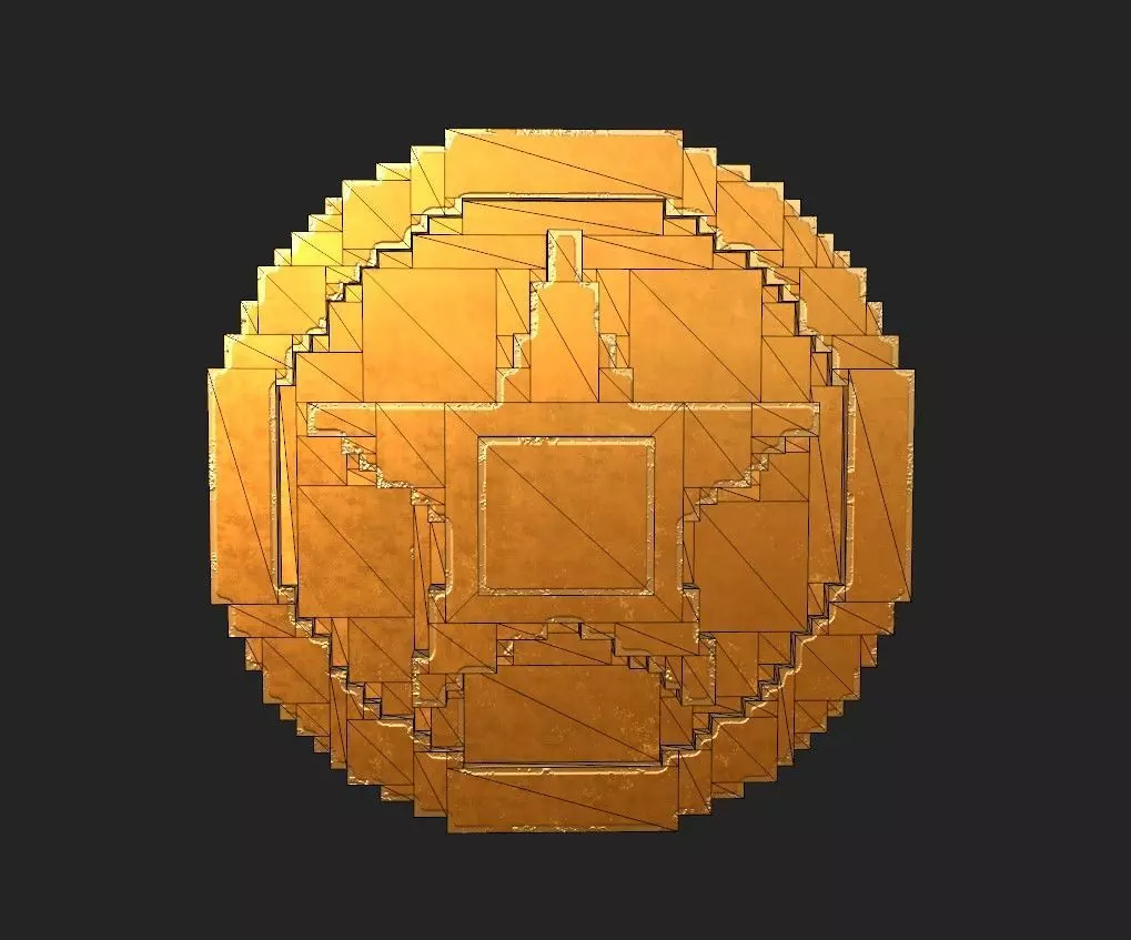 Voxel Star Coin Low-poly 3D model_11