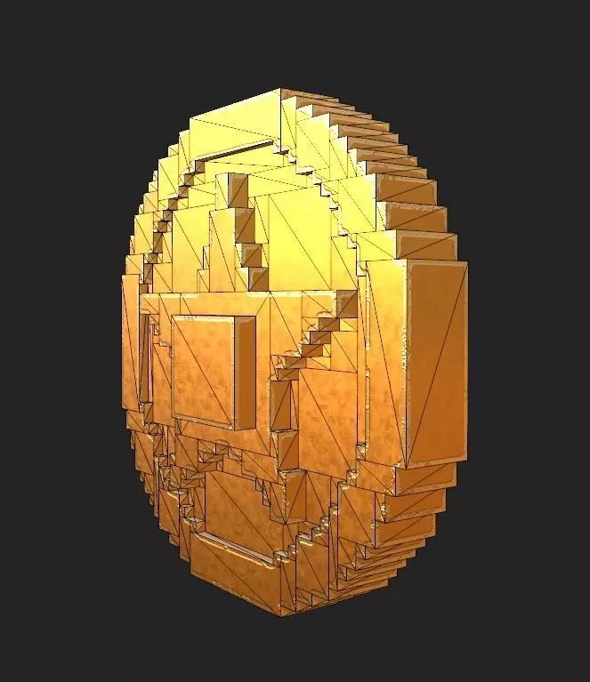 Voxel Star Coin Low-poly 3D model_13