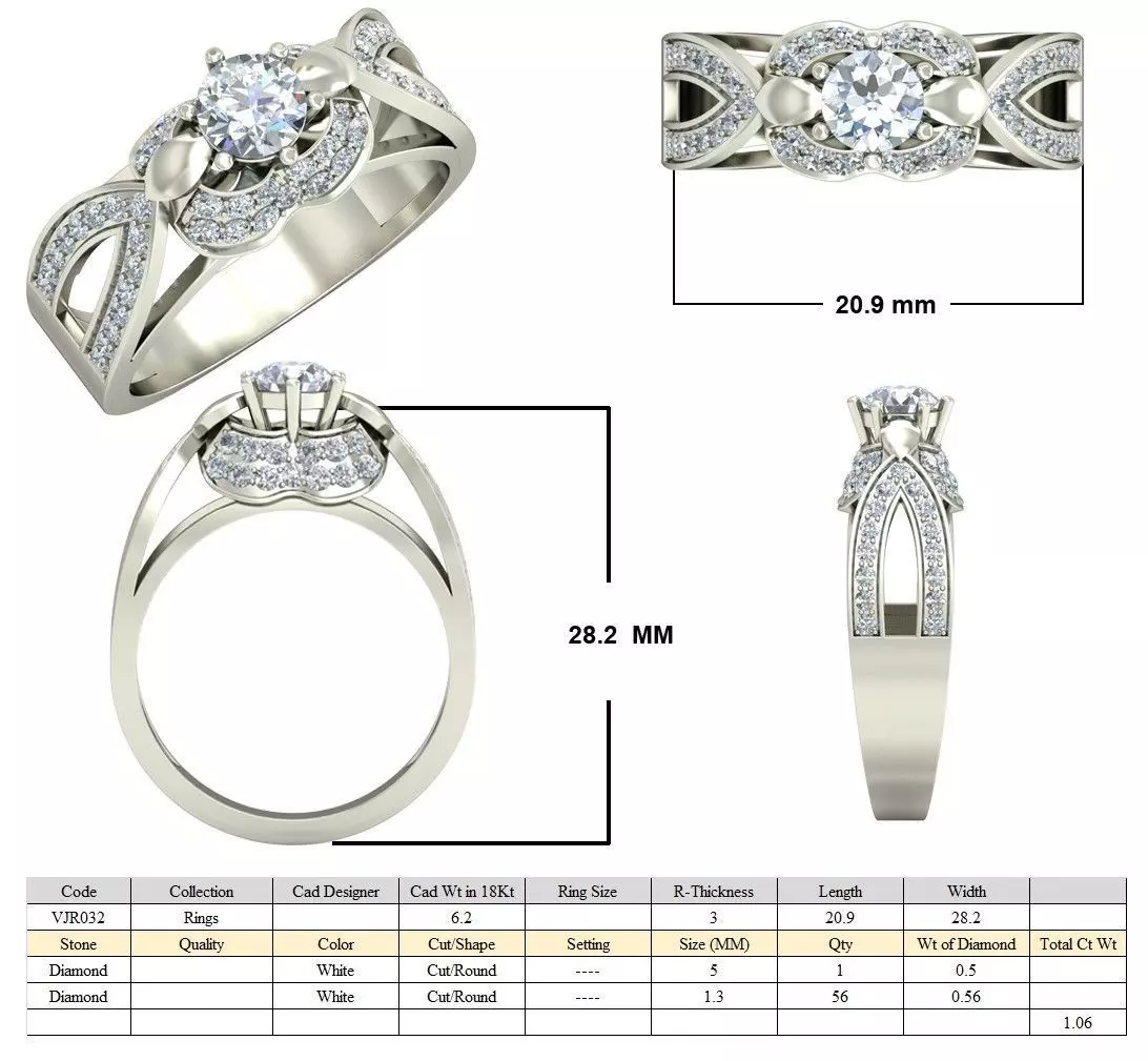 Women Ring  Render 3dm STL OBJ FBX Details 3D print model_5