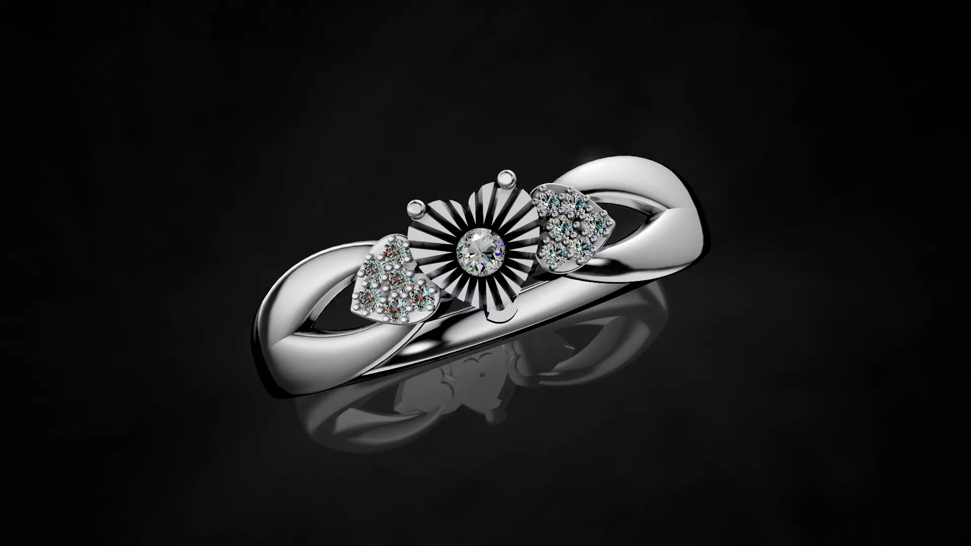 Heart Miracle plate Setting Engagement Ring 3D print model_8