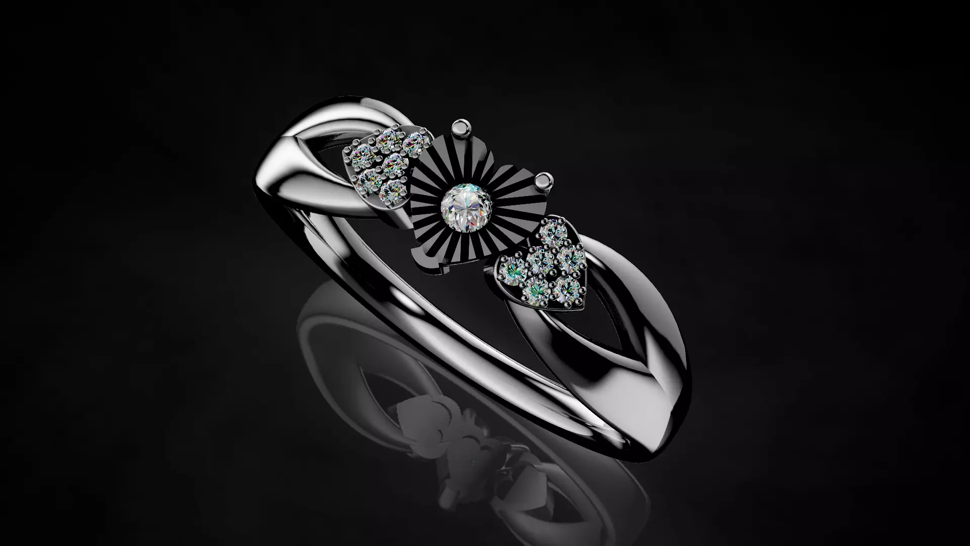 Heart Miracle plate Setting Engagement Ring 3D print model_11