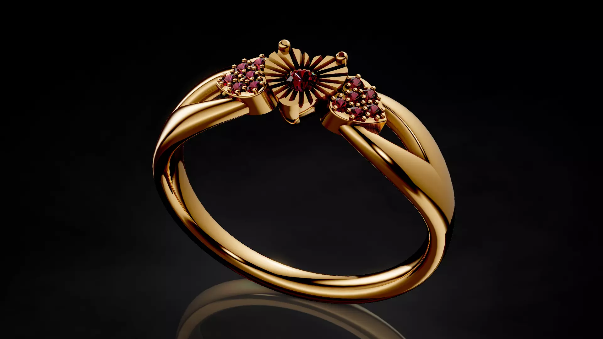 Heart Miracle plate Setting Engagement Ring 3D print model_2