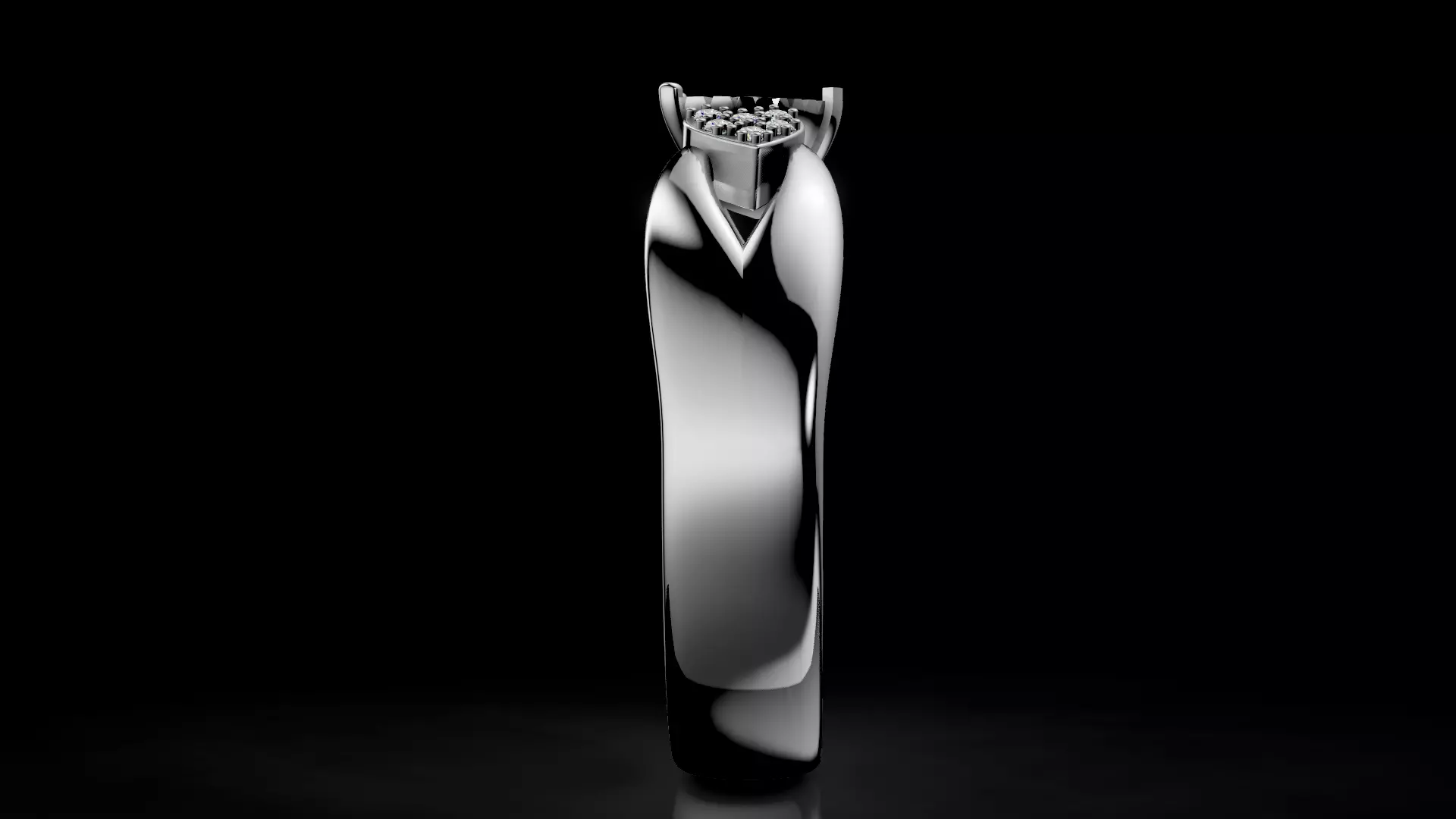 Heart Miracle plate Setting Engagement Ring 3D print model_5