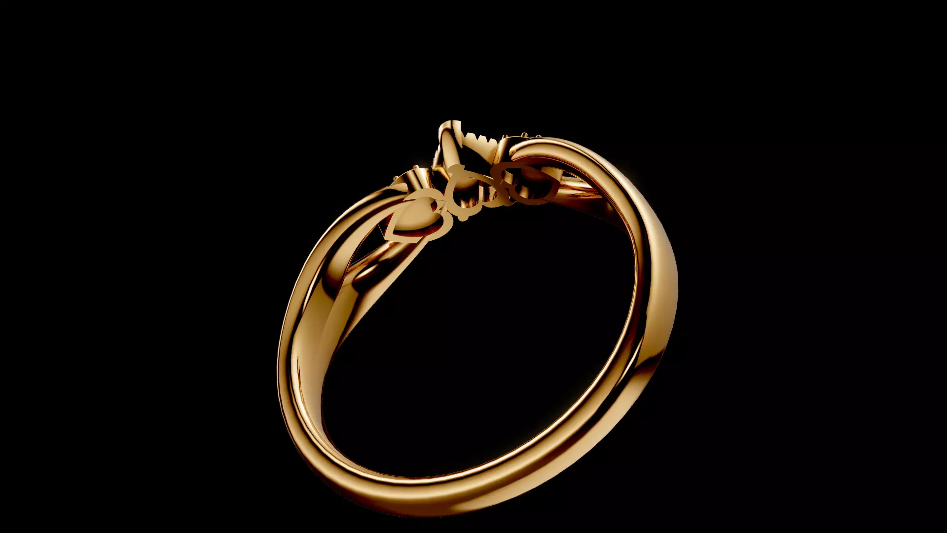 Heart Miracle plate Setting Engagement Ring 3D print model_15