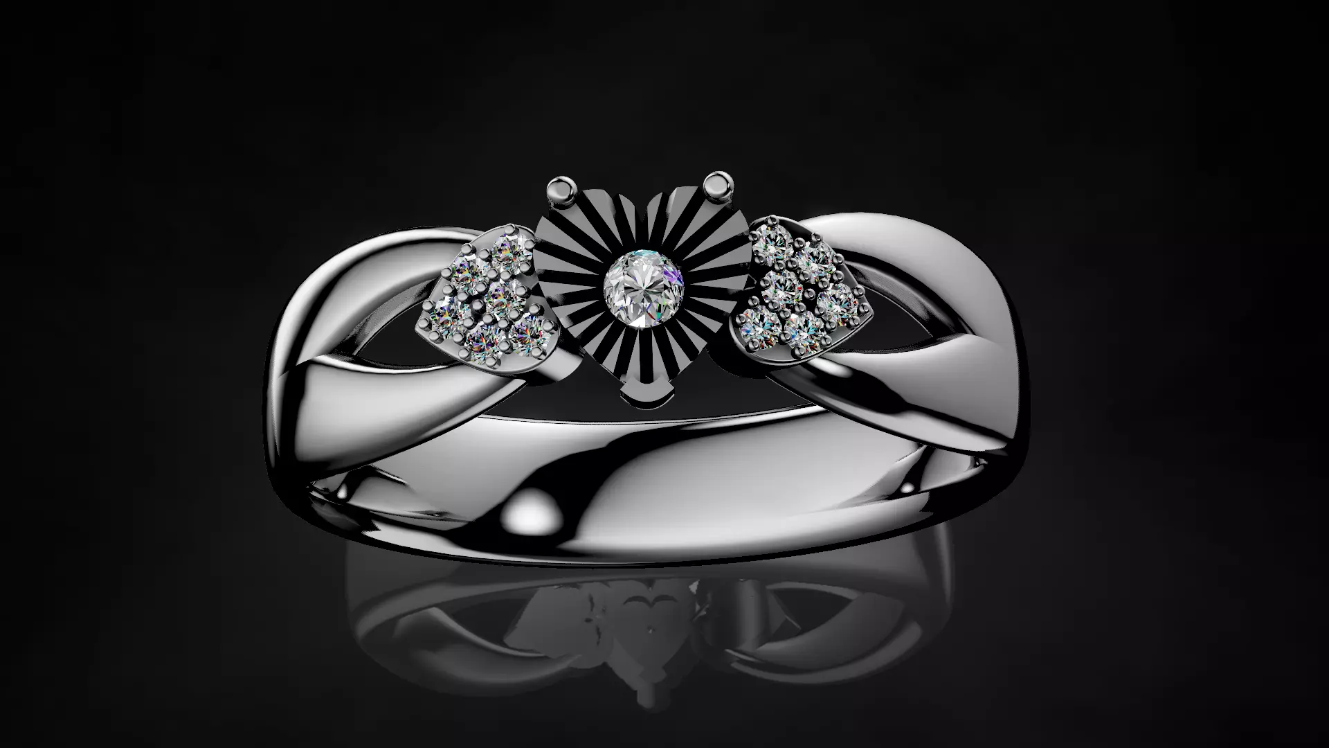 Heart Miracle plate Setting Engagement Ring 3D print model_0