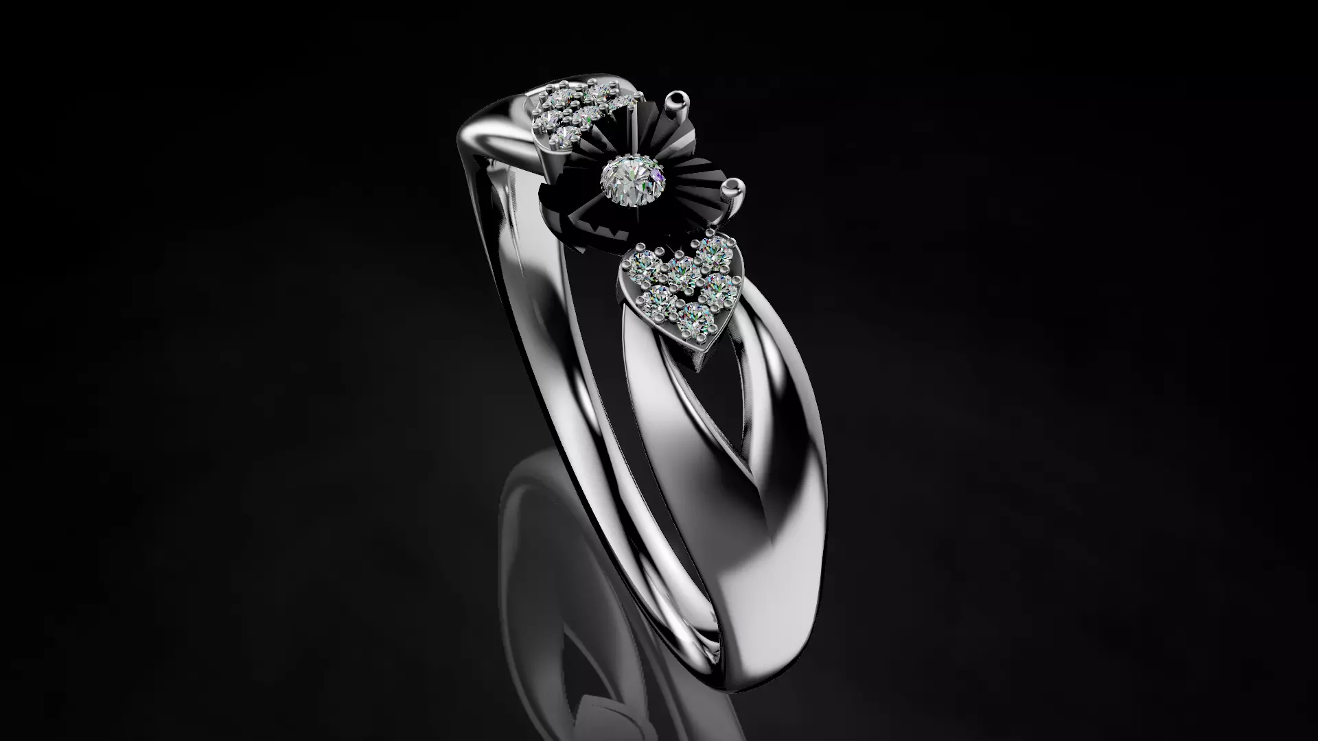 Heart Miracle plate Setting Engagement Ring 3D print model_10