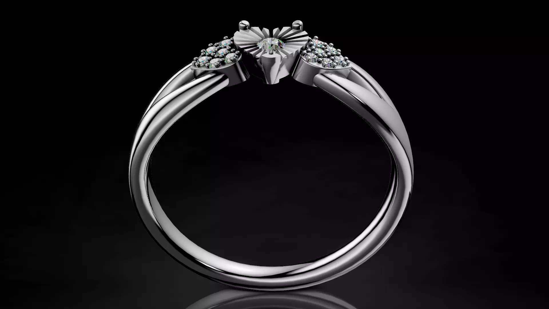 Heart Miracle plate Setting Engagement Ring 3D print model_12