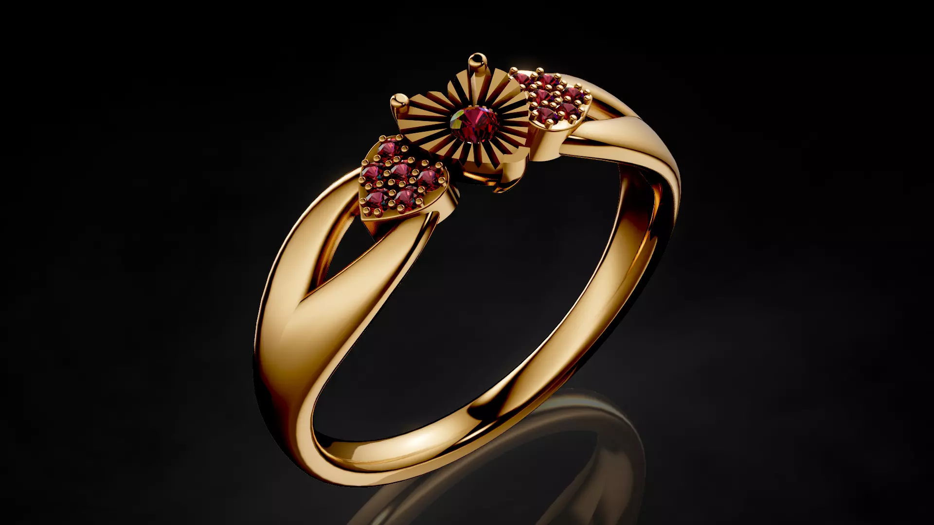 Heart Miracle plate Setting Engagement Ring 3D print model_1