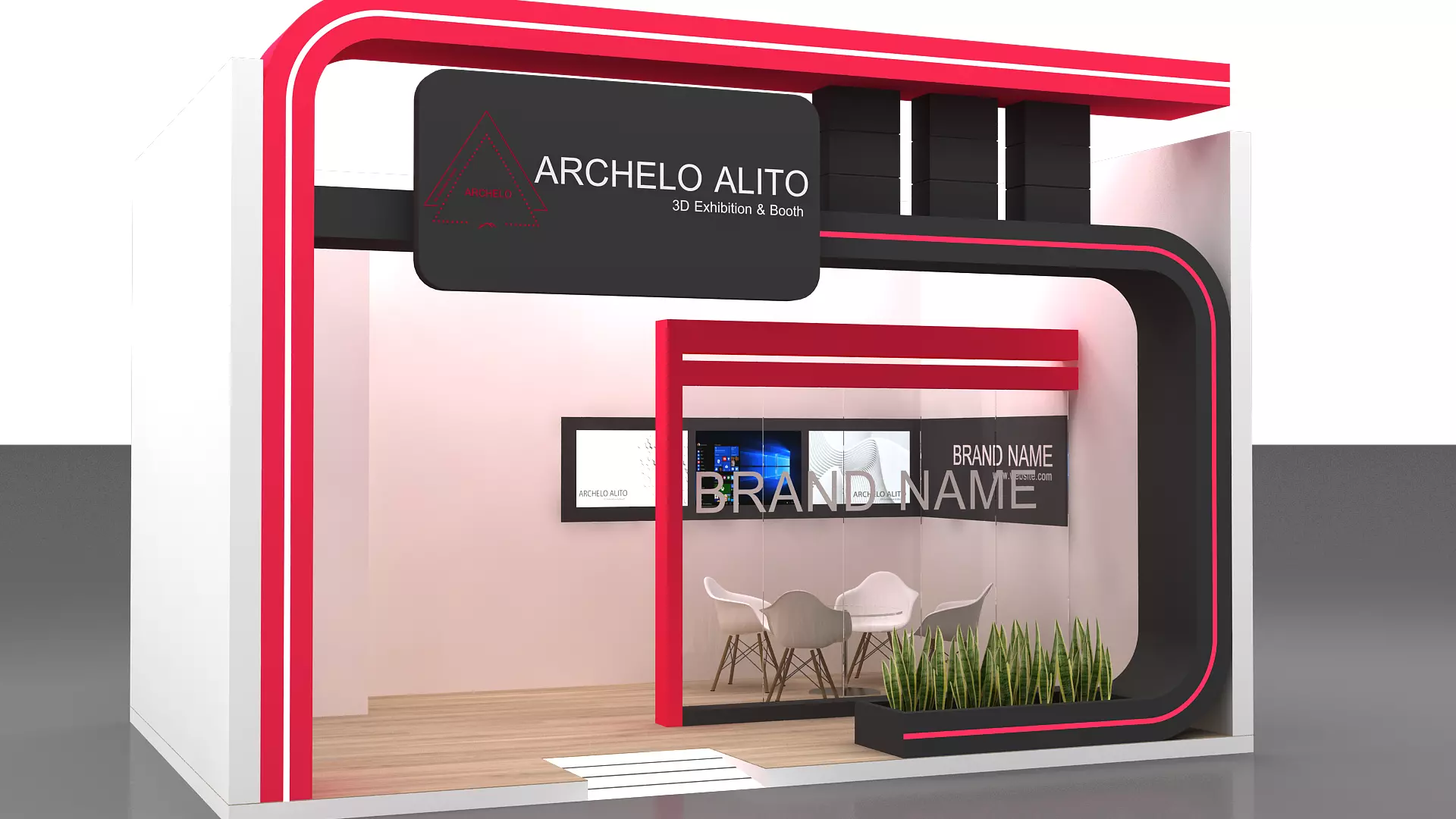 3D Model stall Exhibition Low-poly 3D model_1