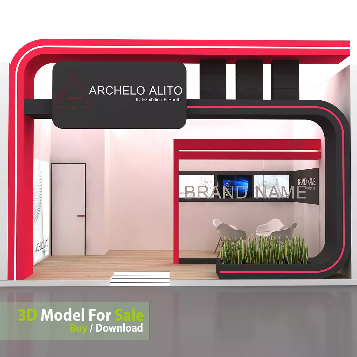 3D Model stall Exhibition Low-poly 3D model_6