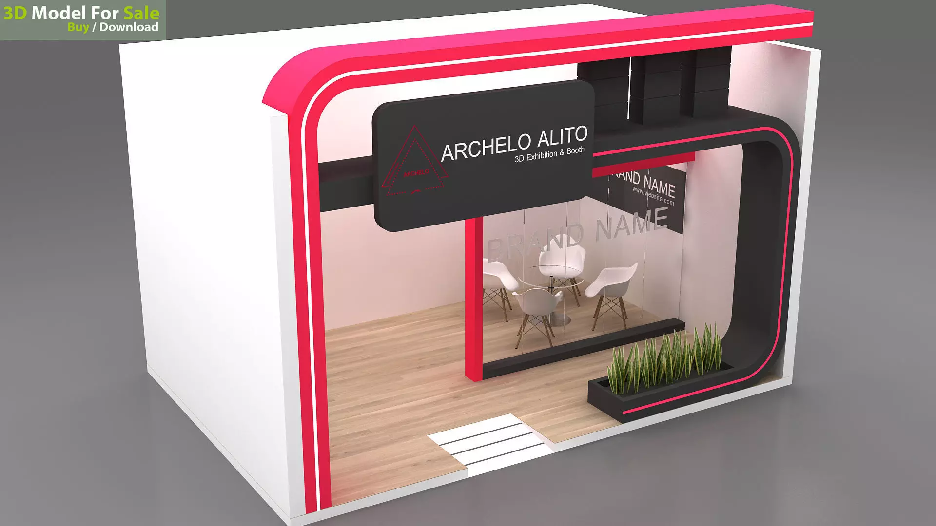 3D Model stall Exhibition Low-poly 3D model_0