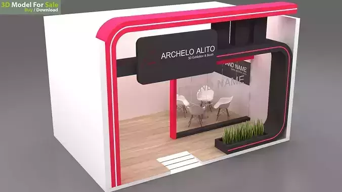 3D Model stall Exhibition Low-poly 3D model