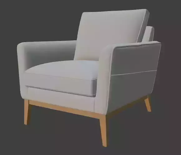 Gray Upholstered Armchair 3D Model