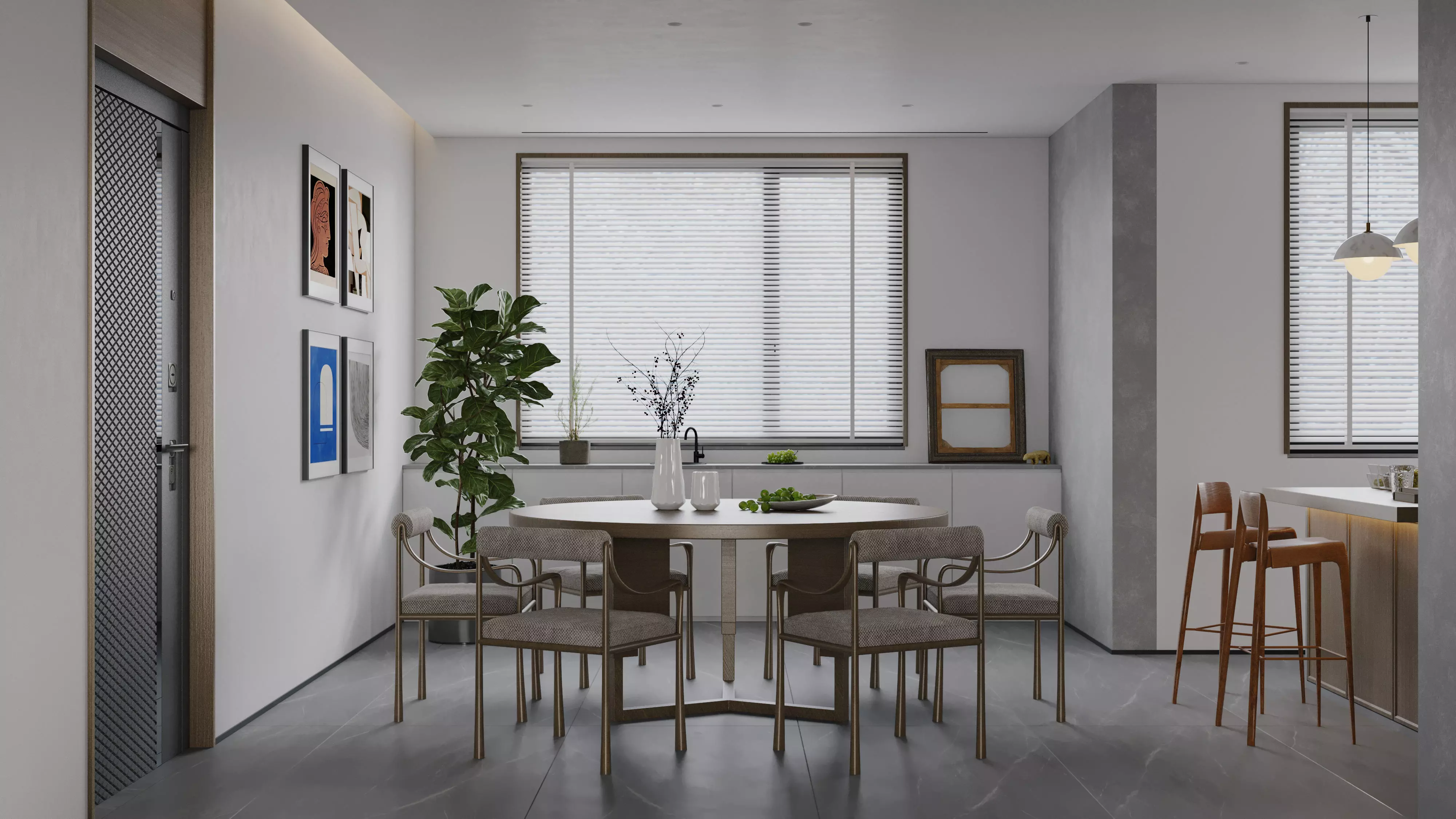 Modern living room dining room interior scenes 420 3D model