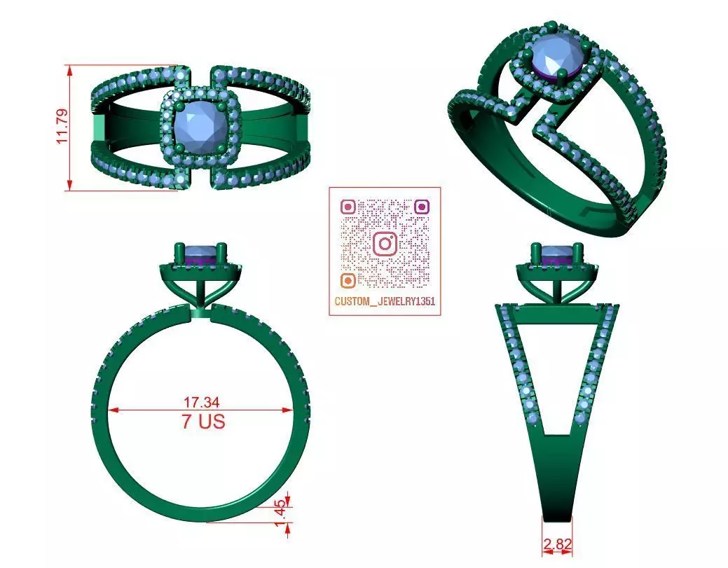 Solitaire ring  3D print model_5