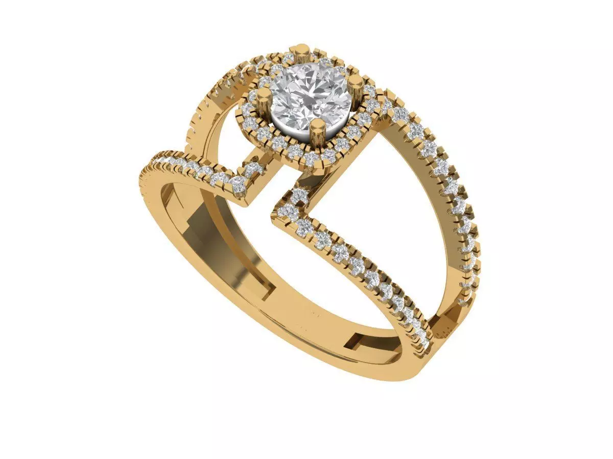Solitaire ring  3D print model_3