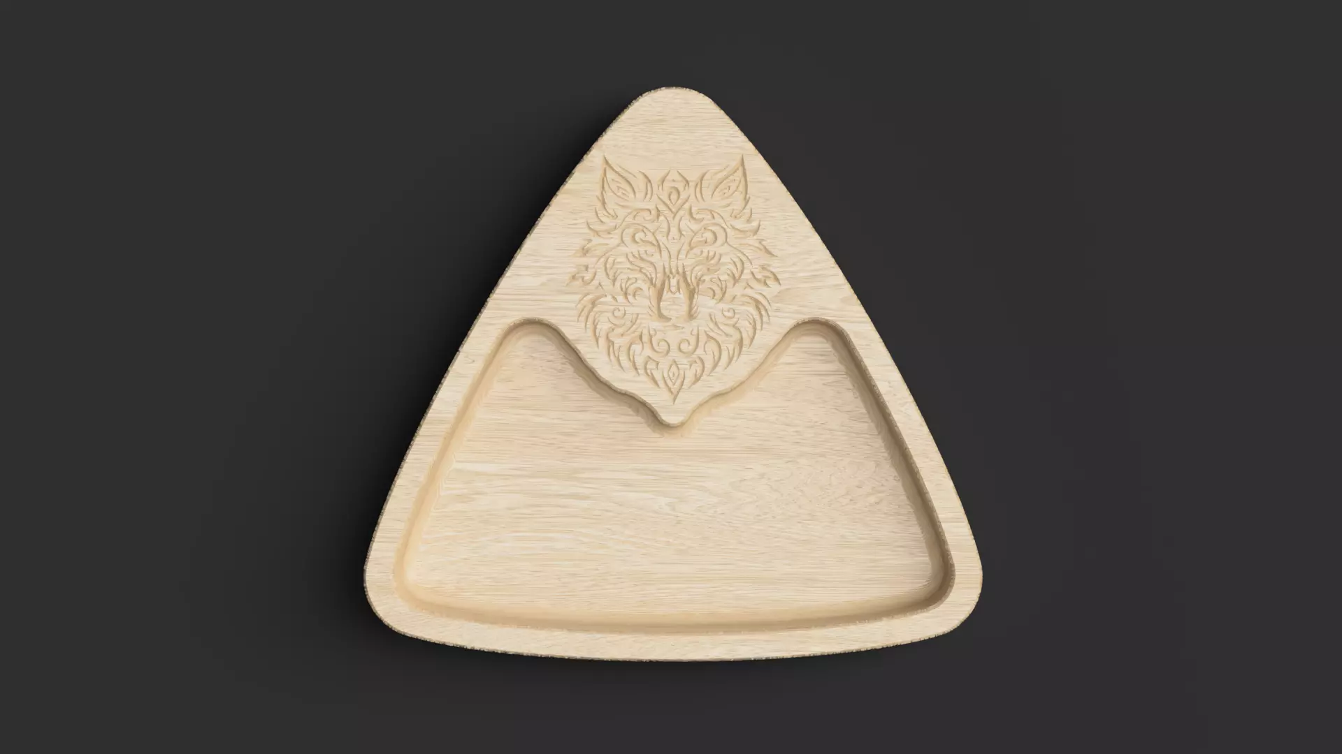 Triangular Wolf Snack Tray STL OBJ DXF SVG 3D print model_5