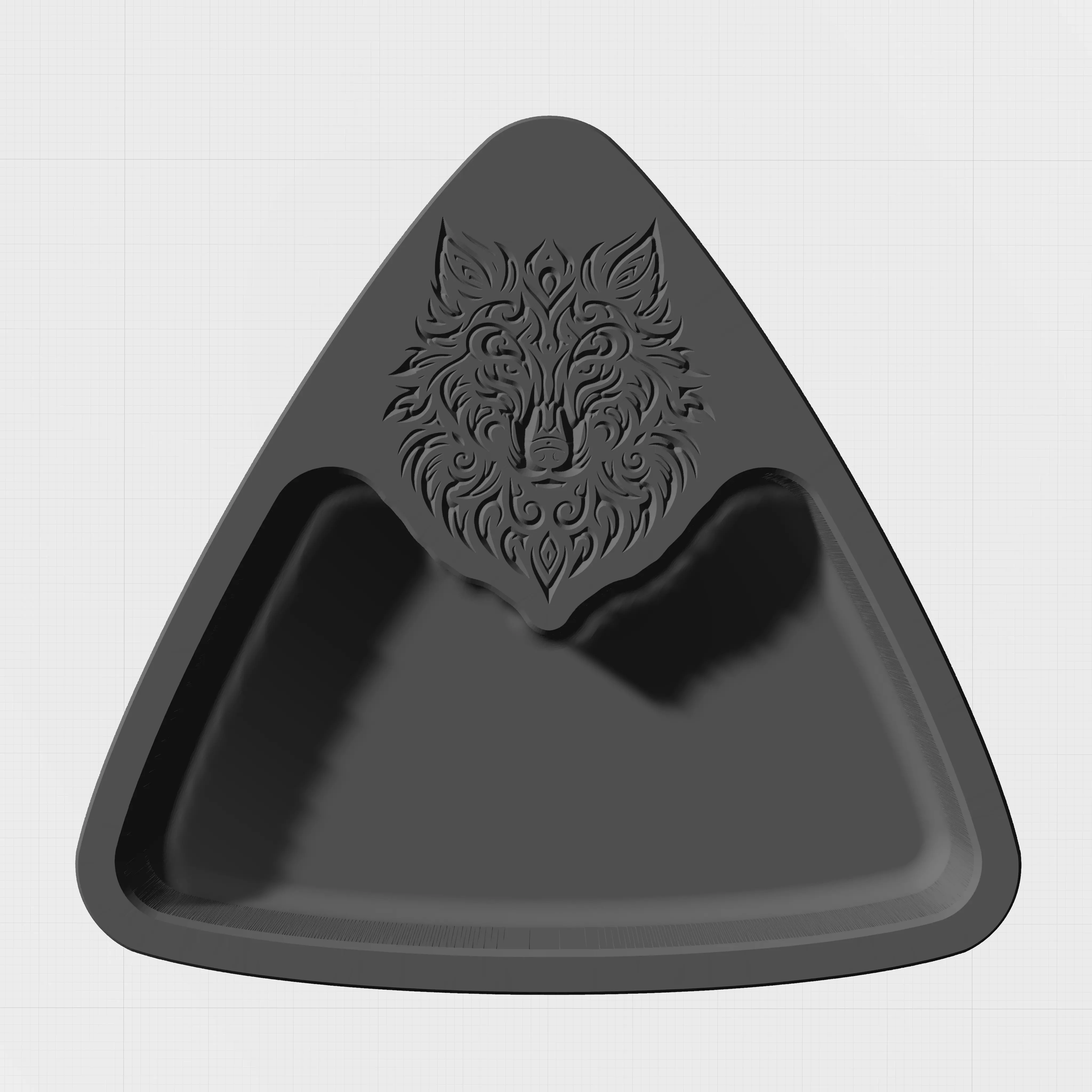 Triangular Wolf Snack Tray STL OBJ DXF SVG 3D print model_3