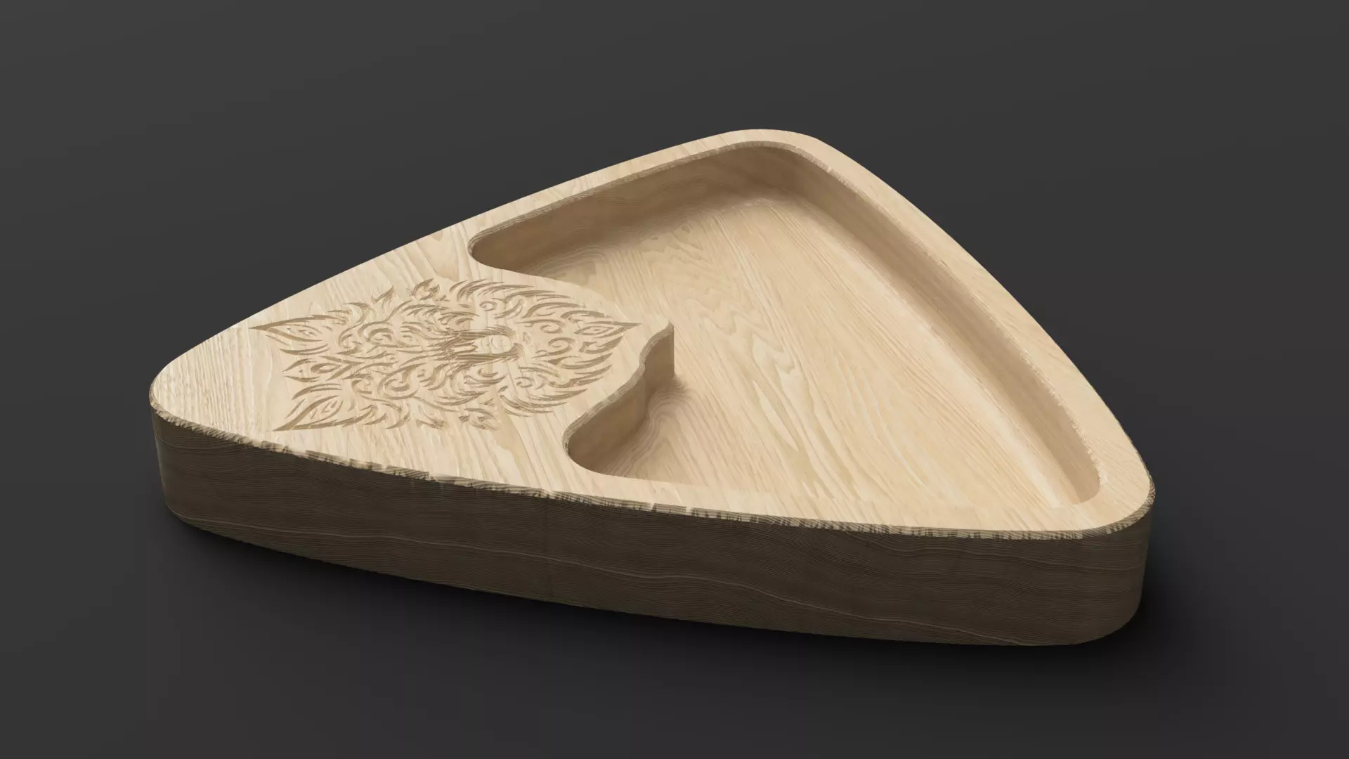 Triangular Wolf Snack Tray STL OBJ DXF SVG 3D print model_6