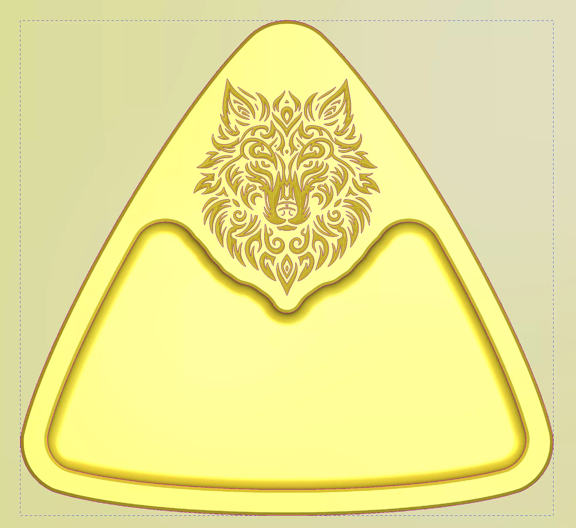 Triangular Wolf Snack Tray STL OBJ DXF SVG 3D print model_2