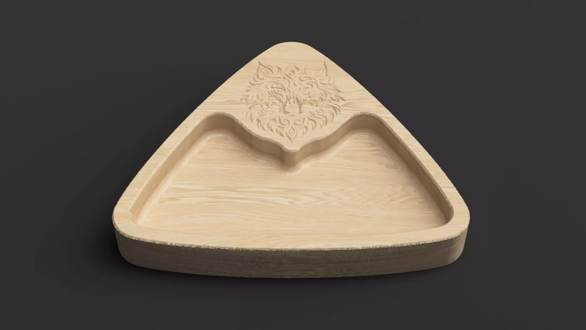 Triangular Wolf Snack Tray STL OBJ DXF SVG 3D print model_9