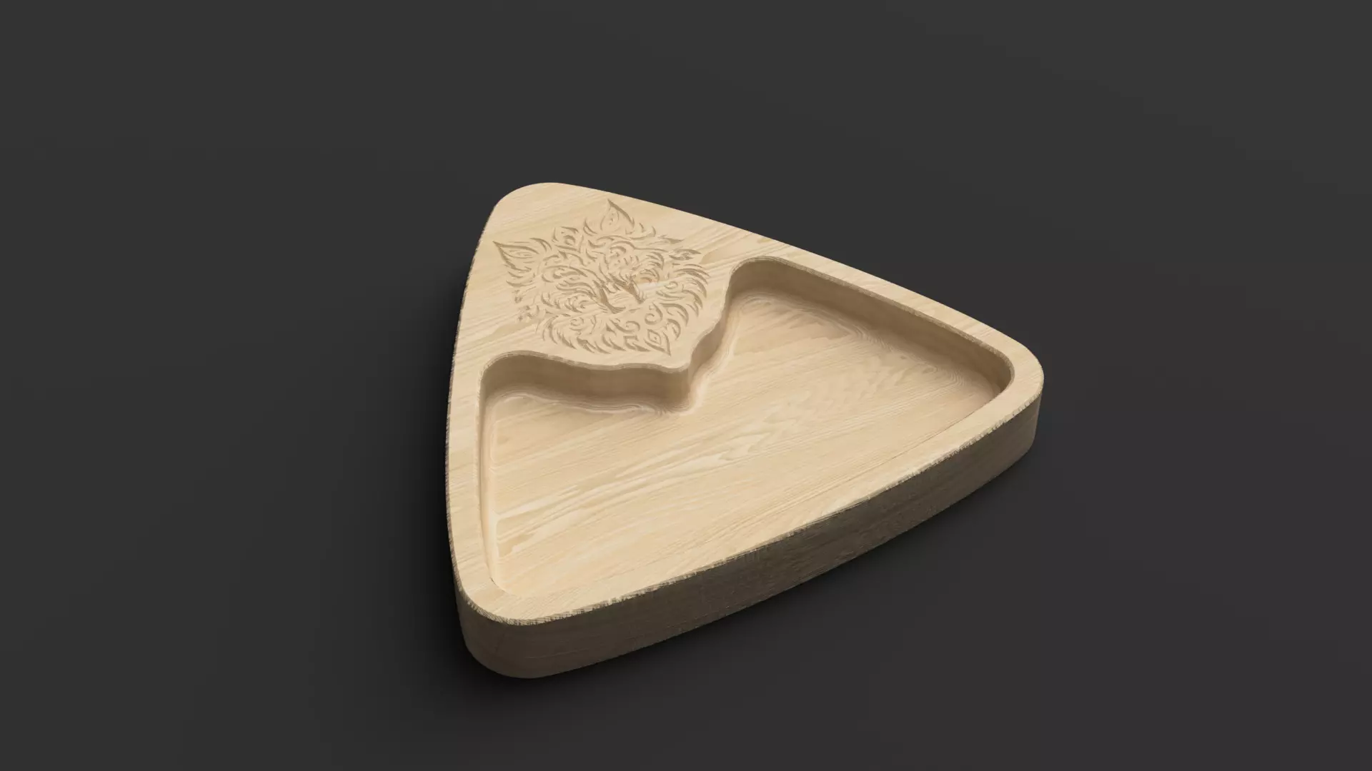 Triangular Wolf Snack Tray STL OBJ DXF SVG 3D print model_4