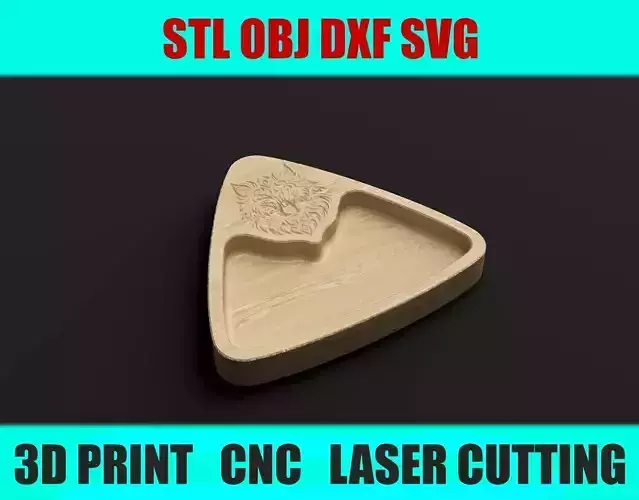 Triangular Wolf Snack Tray     STL OBJ DXF SVG