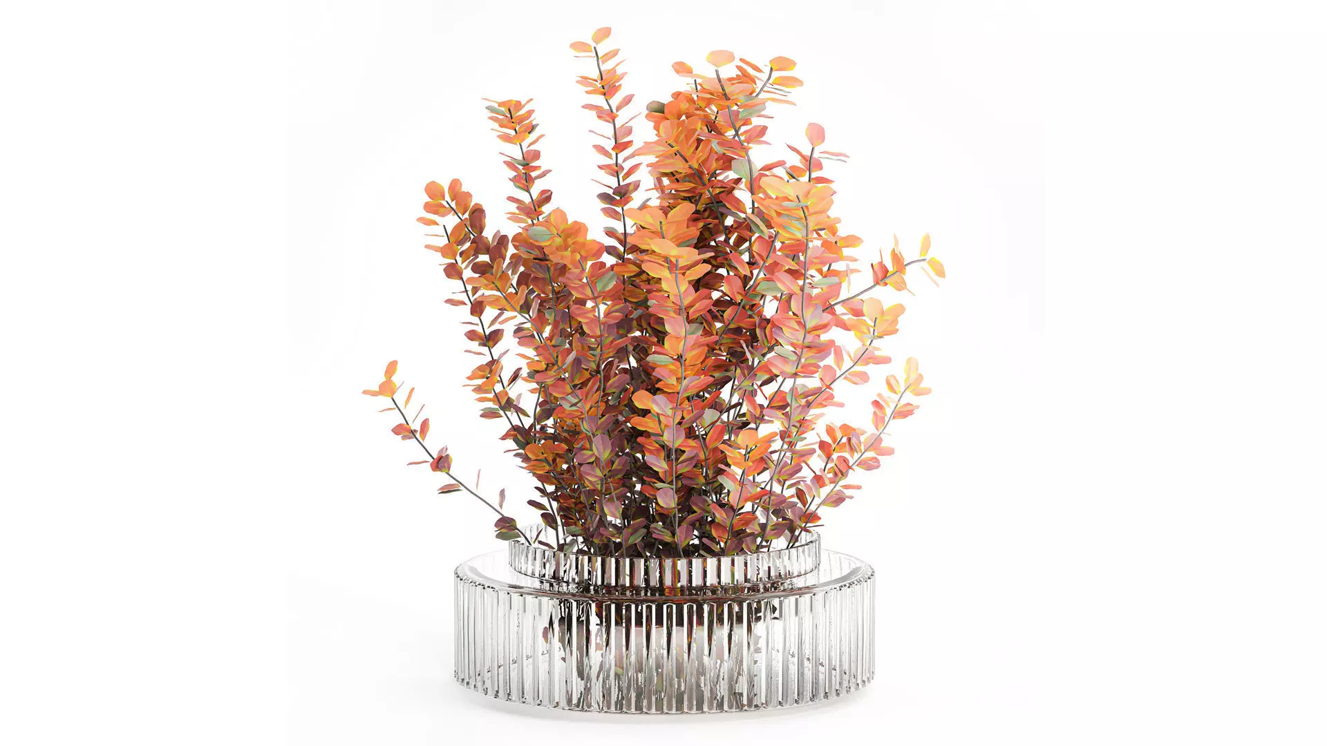 Bouquet of autumn flowers barberry branches glass vase 632 3D model