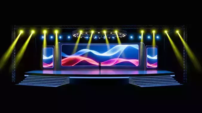Modern Event Stage or Exhibition Stage with LED light 3D model