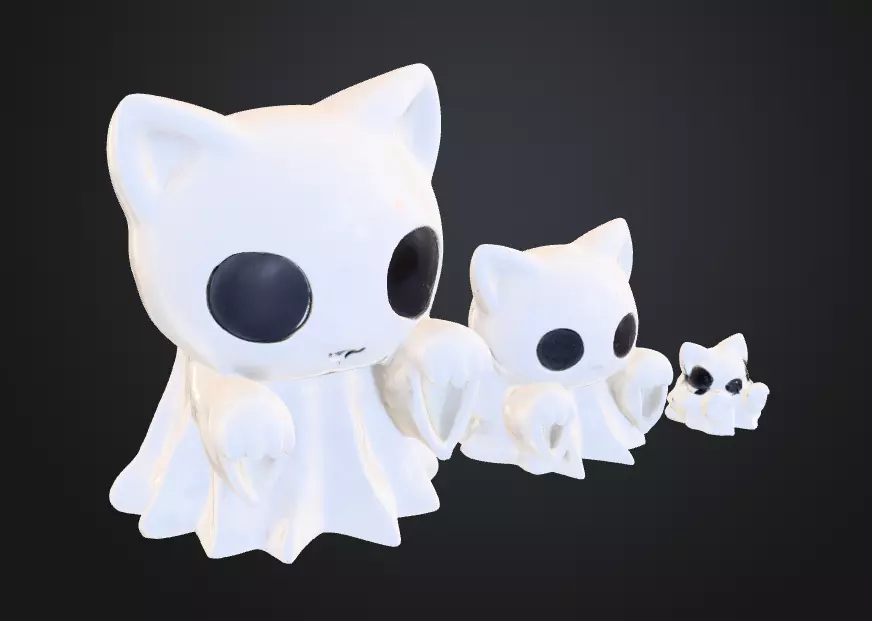 Kitty Ghost Trio 3D print model_4