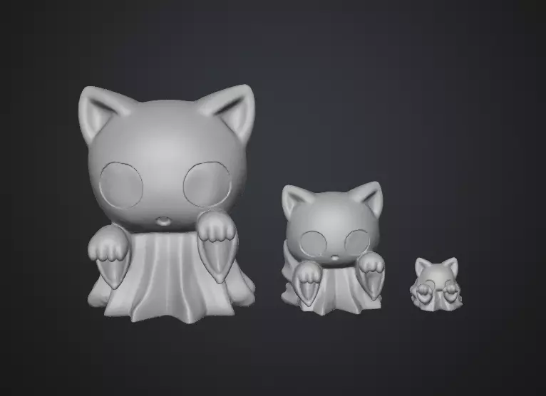 Kitty Ghost Trio 3D print model_1