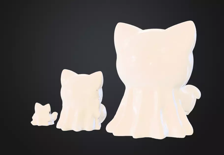 Kitty Ghost Trio 3D print model_3