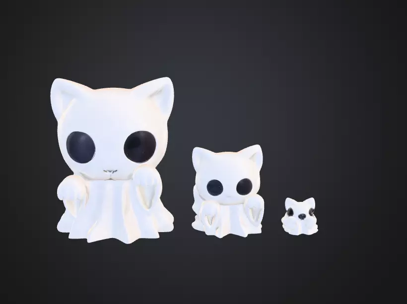 Kitty Ghost Trio 3D print model_0