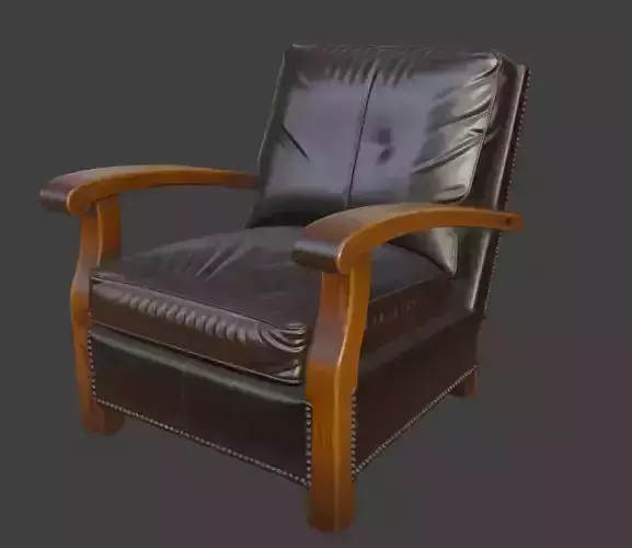 Classic Brown Leather Armchair 3D Model