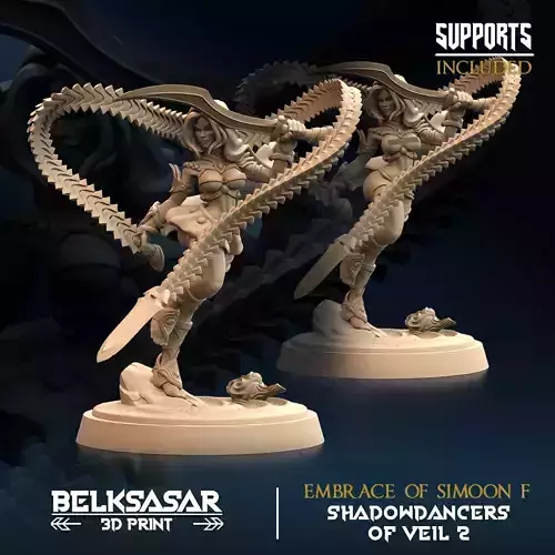 Embrace of Simoon F Nude and Normal 3D print model