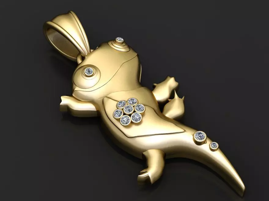 Diamond Lizard Pendant 3D print model_0