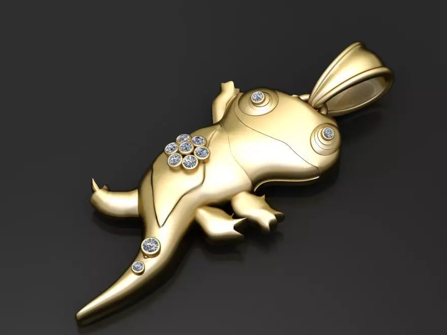 Diamond Lizard Pendant 3D print model_1