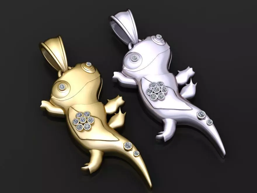 Diamond Lizard Pendant 3D print model_2