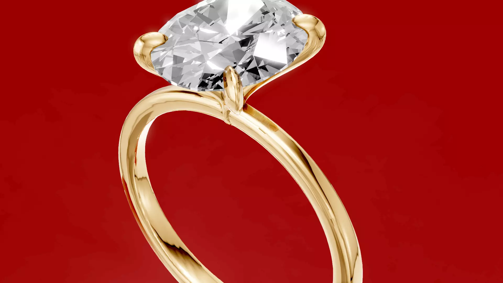 Oval Claw Engagement Ring 3D print model_2