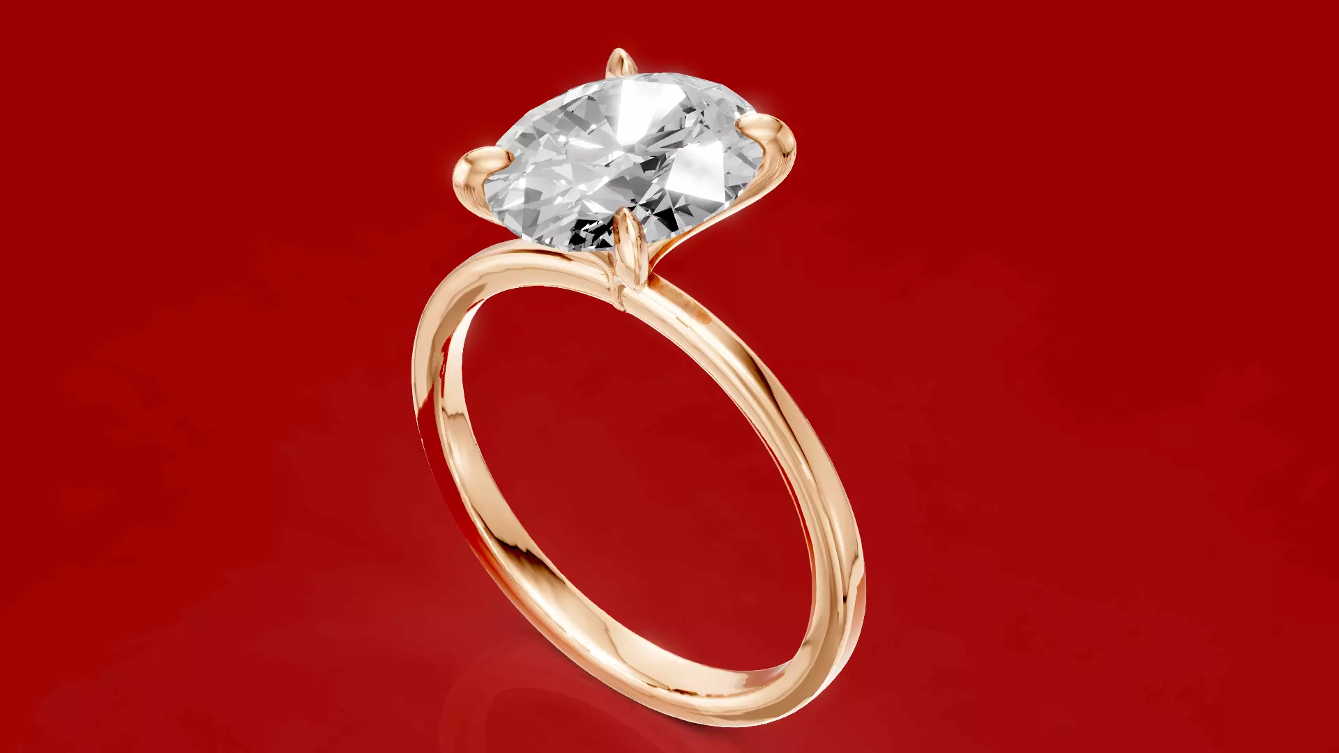 Oval Claw Engagement Ring 3D print model_3