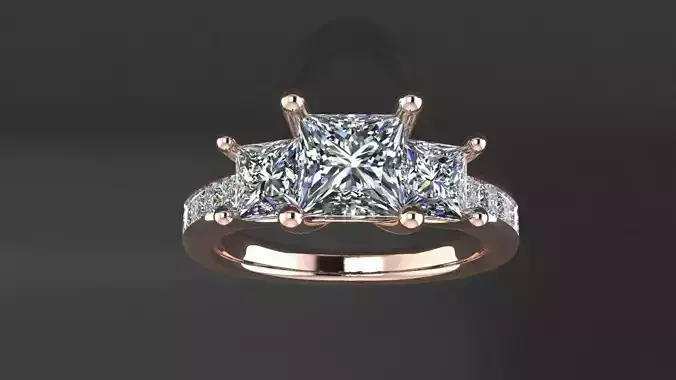 Ring with square stones