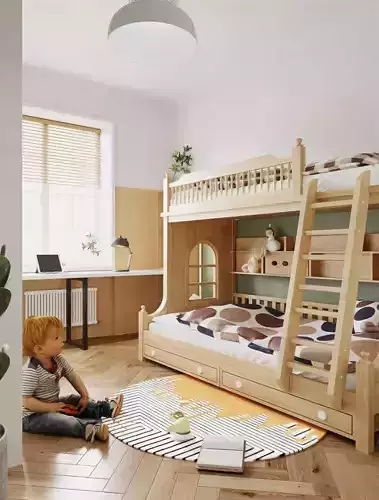 Modern Style Kdis Bedroom 3D Scene 53